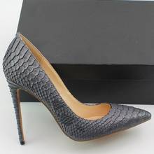 Genuine Snakeskin Leather High Heels Luxury Woman Pumps Pointed Toe Wedding Shoes Spring Autumn Dress Shoes Plus Size D010A 2024 - buy cheap