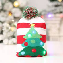 Светодиодный Санта снежинки Вязание Рождественская Шапка Вязанная Шапочка бини шапка для детей и взрослых; Детская шапка; Для рождественской вечеринки украшения, подарки на новый год 2024 - купить недорого