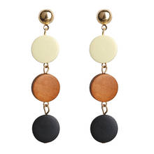 5 Colors Vintage Long Wooden Earrings For Women Simple Geometric Round Dangling Drop Earrings Ladies Jewelry 2024 - buy cheap