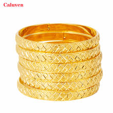 6pcs Ethiopian African Gold Bracelets&Bangles Dubai Bangles for Women Arabic Bangles with Charm Indian Bracelets  Bridal Jewelry 2024 - buy cheap