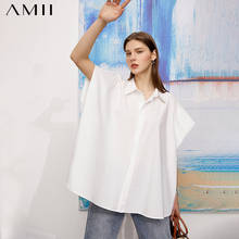 AMII минимализм Летняя женская рубашка модная Новая блузка с рукавом «летучая мышь» элегантная рубашка на пуговицах женские топы 12170336 2024 - купить недорого