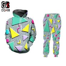 OGKB 3D Geometric Tracksuit Set Colorful Triangle Printed Hoodies And Pants Suit For Men Hip Hop Streatwear Dropshipping. 2024 - buy cheap