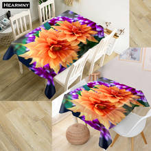 New Natural Dahlias Flower Tablecloth 3D Oxford Fabric Square/Rectangular Dust-proof Table Cover For Party Home Decor TV Covers 2024 - buy cheap