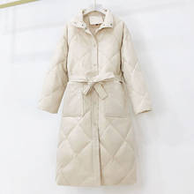 Autumn And Winter Fashion White Duck Down Jacket 2021 New Thick Women's Mid-length Waist Loose Loose Collar Slim Jacket Solid 2024 - buy cheap