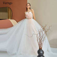 Verngo Elegant A Line Tulle Wedding Dress With Pink Flowers Draped Strapless Bride Princess Fairy lovely Bride Dresss 2024 - buy cheap