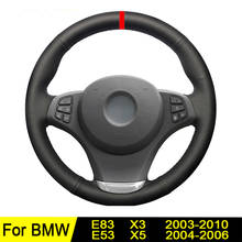 Cubierta de volante para BMW, protector de cuero Artificial negro cosido a mano, antideslizante y resistente al desgaste, para E83 X3 2010-2003 E53 X5 2006-2004 2024 - compra barato