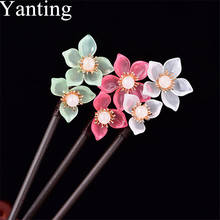 Yanting Handmade Sweet Hair Stick Romantic Flower Hair Jewelry Bridal Accessories Colorful Glass Glazed Clip Pin Jewelry 010 2024 - buy cheap