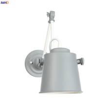 IWHD Grey Modern LED Wall Light Fixtures Bedroom Children Living Room Nordic Adjustable Swing Long Arm Wall Lamp Sconce Lighting 2024 - buy cheap