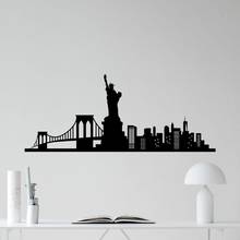 Adesivo de parede nova york 195x80cm, adesivo de vinil com decalque da estátua da liberdade, decoração de casa sala de estar américa, papel de parede c37 2024 - compre barato