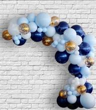 151 шт DIY воздушные шары гирлянда синего цвета Macaron военно-морской флот сине-белые латексное золото конфетти смешанные, хороший подарок на день рождения, свадьбу, вечерние Декор 2024 - купить недорого