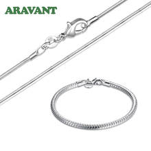 Conjunto de joyería para hombre y mujer, collar de cadena de serpiente de 3MM de plata 925, regalo de joyería con abalorios de moda 2024 - compra barato