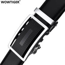 WOWTIGER Hollow out Alloy buckle width 3.5cm black Cowhide Genuine Luxury Leather mens Belt Automatic buckle Belts for Men 2024 - buy cheap