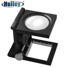 Wholesale 10X Magnifier Desktop Optical Len Magnifying Glass with Fabrics Measure Scale Sewing Thread Counter and 2 LED Light 2024 - купить недорого