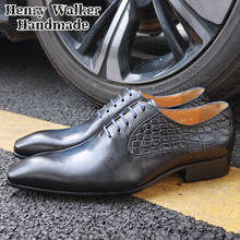 2021 Fashion Luxury Men Leather Dress Shoes Handmade MixColor Blue Black Lace Up Wedding Office Business Formal Oxfords Man Shoe 2024 - купить недорого