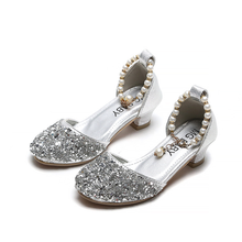 Summer Girls High Heel Princess Sandals Children Shoes Glitter Leather Girls Kids Shoes For Party Dress Weddin Party Sneakers 2024 - buy cheap
