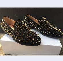 Luxury Brand Leather Men loafers Black Spikes men shoes Rivets Casual Flats sneakers Wedding Party shoes Men's Casual Shoes 2024 - buy cheap
