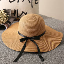 Шляпа Соломенная женская, модная пляжная Панама от солнца, для отдыха, путешествий, на открытом воздухе, с аксессуары для отдыха и УФ-защитой, с большими полями, летняя 2024 - купить недорого