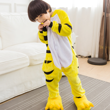 Fantasia para cosplay de kigurumi, pijama adulto listrado amarelo de inverno animal macacão para meninos de flanela 2024 - compre barato