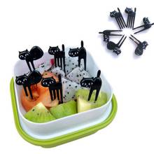 6Pcs Black Cat Fruit Forks For Kids Children Dessert Cake Decoration Tableware Dinnerware Kitchen Gadgets Accessories Cake Forks 2024 - buy cheap