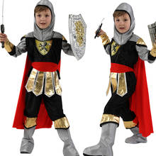 Disfraz de guerrero real con sombrero para niños, traje de fiesta de cumpleaños de caballero, soldado, para Halloween 2024 - compra barato