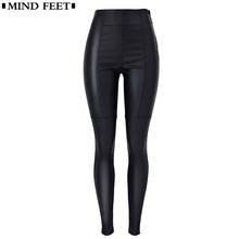 Calça skinny com zíper lateral, calça slim preta de cintura alta com revestimento elástico de força para mulheres 2024 - compre barato