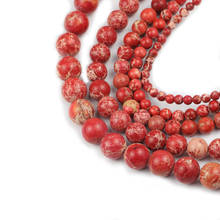 HGKLBB-Cuentas espaciadoras de piedra Natural para fabricación de joyas, abalorios redondos sueltos de pino, color rojo, 4/6/8/12MM, accesorios de pulsera DIY 2024 - compra barato