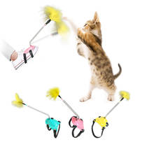 Интерактивная палочка для кошек, игрушка с перьями, забавная палочка для кошек, Интерактивная палочка для кошек, Весенняя игрушка для кошек, трость для питомца для кошек 2024 - купить недорого