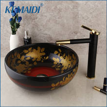 KEMAIDI Bathroom Washbasin Ceramic Basin Sink Sets  Deck Mounted Sink Faucet Vessel Basins Gold Brass Solid Countertop Mixer 2024 - buy cheap