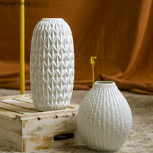 White Ceramic Vase Modern Dried Flower Flower Arrangement Accessories Craft Carving Countertop Vase/living Room Home Decoration 2024 - buy cheap