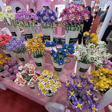 Botella de viga de tulipán de crisantemo rosa para niñas, adornos para el Día de San Valentín, insertados, pequeñas partículas, bloques ensamblados, juguete, regalo creativo 2024 - compra barato