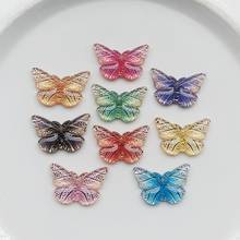 DIY 30 Uds. De resina de mariposa colorida de 15*23mm cabujón de diamante de imitación con reverso plano, 1 Agujero, colgantes de joyería, accesorio-E21 2024 - compra barato