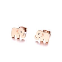 Jeemango escritório de aço inoxidável strass elefante parafuso prisioneiro brincos jóias para mulheres meninas rosa ouro festa presente natal je19035 2024 - compre barato