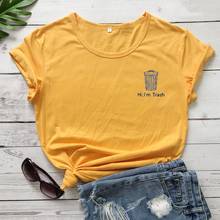 Camiseta estampada con letras i'm trash para mujer, blusa suave y acogedora de estilo hippie, ropa informal de moda 2024 - compra barato
