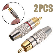 1 par de conectores macho rca de metal, conector adaptador de áudio fono de solda, preto + vermelho adequado para cabo coaxial 2024 - compre barato
