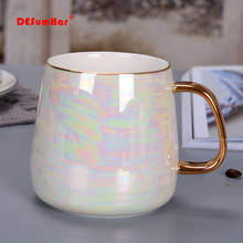 New Pearl glaze gold handle mug,rainbow glazed ceramic cup fashion coffee cup advanced mug,simple Nordic teacup Drinkware gift 2024 - buy cheap