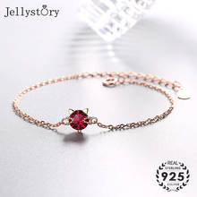 Jellystory Trendy Bracelet 925 Silver Jewelry Cat Shaped Ruby Gemstones Rose Gold Chain Bracelets for Women Wedding Party Gifts 2024 - buy cheap