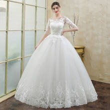 EZKUNTZA 2022 Vintage O Neck Half Sleeve Wedding Dress Lace Embroidery Flower Lace Up Slim Princess Bridal Gown Vestido De Noiva 2024 - buy cheap