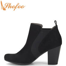 Black Woman Ankle Boots High Chunky Heels Round Toe Chelsea Booties Large Size 13 14 For Ladies Fashion Sexy Mature Shoes Shofoo 2024 - buy cheap