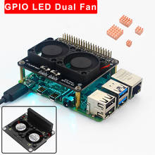 Raspberry Pi 4 GPIO модуль с двойным вентилятором Синяя светодиодная Светильник расширения охлаждающий вентилятор радиаторы для Raspberry Pi 4 Модель B 3B + 3B 2024 - купить недорого