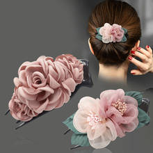 Mulheres bonito tecido flores hairpins senhoras cocar pano menina barrettes grampo de cabelo headwear feminino hairgrip acessórios para o cabelo 2024 - compre barato