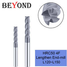 BEYOND-Molino de extremo HRC50, 4 flautas L120 L150, carburo CNC, herramientas de fresado, cortador de molinos, 1 Uds. 2024 - compra barato