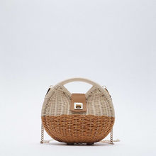 Fashion Shell Box Rattan Women Handbags Designer Brands Luxury Shoulder Crossbody Bags Wicker Woven Summer Beach Straw Bag 2021 2024 - buy cheap