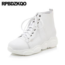 13 45 Muffin Shoes Elevator Harajuku Plus Size Lace Up White Platform Boots Flatform Big Ankle Women 12 44 Booties Waterproof 2024 - buy cheap
