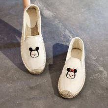 Sapatos com um pedal do mickey mouse da disney, sapatos respiráveis para mulheres, de lona e para pescador 2024 - compre barato