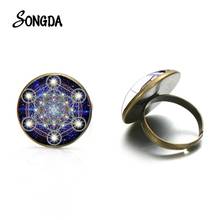 Anillo con forma de cubo Metatron para hombre y mujer, joya con forma de cúpula convexa de cristal, estrella de seis puntas, apertura de Chakra mágico, joyería 2024 - compra barato