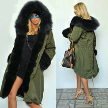 Fashion Women Ladies Stylish Solid Color Long Sleeve Winter Warmer Casual Long Trench Jacket Outwear Faux Fur Hood Parka Coats 2024 - buy cheap