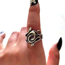 5 шт. новый кольца в виде змейки серебряного цвета Панк открытым Регулируемый дизайн животных преувеличенный кольцо на палец для женщин и мужчин, вечерние, ювелирное изделие, подарок 2024 - купить недорого