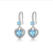 2020 New Fashion Silver 925 Drop Earrings Women Jewelry Trendy Zircon Heart Blue Earring Girls Accessories CZ Female Bijou 2024 - buy cheap