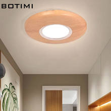 Круглый Деревянный светодиодный потолочный светильник BOTIMI для коридора, гостиной, 220 В, офисное отверстие для резки, потолочный светильник с деревянной рамой 2023 - купить недорого