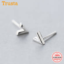 TrustDavis 100% 925 Sterling Silver Earring Jewelry Mini Victory V Stud Earrings Gift For Girls Teens DS1315 2024 - buy cheap